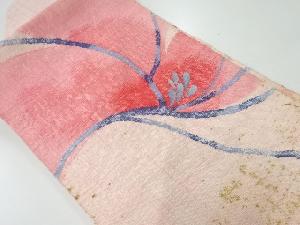 アンティーク　手織り真綿紬花模様織出し名古屋帯